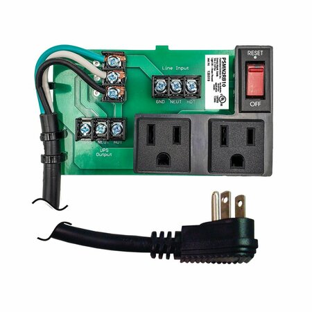 FUNCTIONAL DEVICES Panel Power Supply UPS Interface 120Vac 2 outlets 10A Breaker + power cord PSMN2RB10